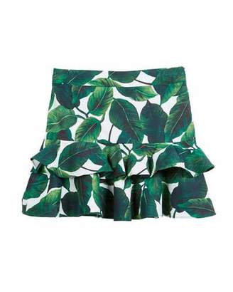 Milly Minis Banana Leaf Ruffle Tiered Mini Skirt, Size 8-14