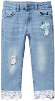Thumbnail for your product : Betsey Johnson Embroidered Denim Capri with Lace Hem (Toddler Girls)