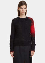 Helmut Lang Patchwork Knit Sweater in Red and Black