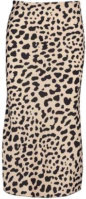 boohoo Bias Satin Leopard Print Midaxi Skirt
