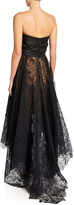 Thumbnail for your product : Oscar de la Renta Strapless Corded Peony Lace Bow Gown
