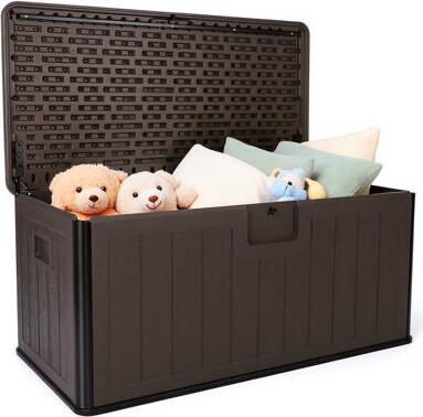 Yesurprise Deckstore 100-Gallon Outdoor Storage Deck Box: A UV-Protected & Water-Proof Container With Double-Wall Design, Lockable For Pool, Patio, And Garden Us