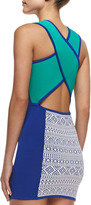 Thumbnail for your product : Yigal Azrouel Cut25 by Cross-Back Colorblock Fitted Knit Dress