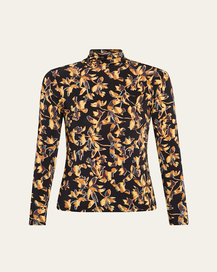Ulla Johnson Aurelia Floral Jersey Turtleneck Top