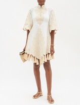 Thumbnail for your product : Zimmermann Anneke Embroidered Linen-voile Mini Dress - Ivory