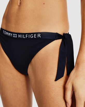 Tommy Hilfiger Women's Blue Bikini Bottoms - Cheeky Side Tie Bikini Briefs - Size XL at The Iconic