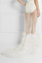 Thumbnail for your product : Erdem Miley organza-appliquéd tulle maxi skirt