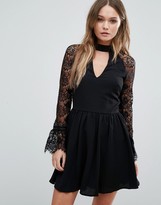 Thumbnail for your product : Lipsy Lace Skater Dress With Choker Detail