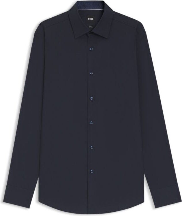 HUGO BOSS Easy-iron slim-fit shirt in stretch-cotton poplin