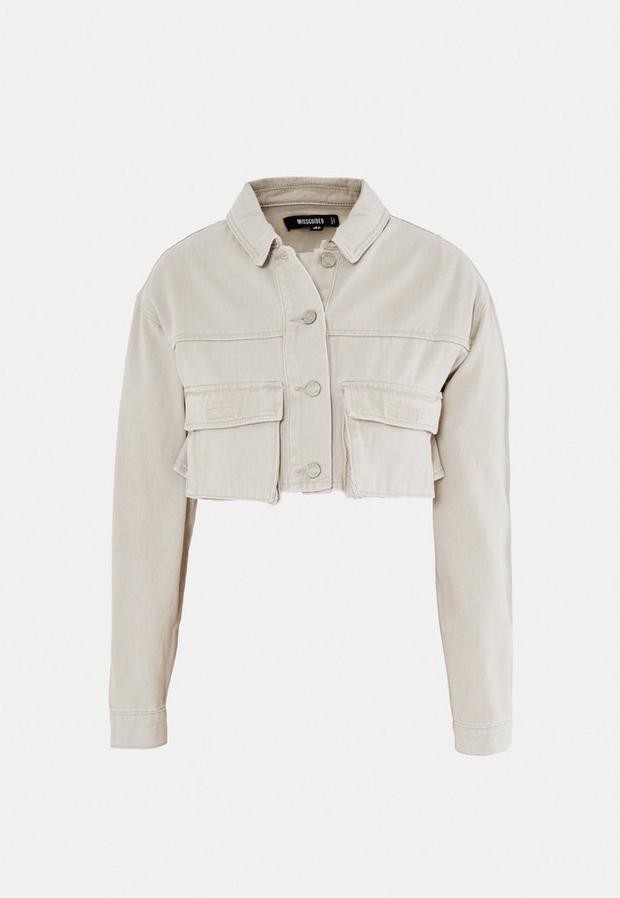 cream cropped denim jacket