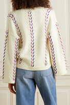 Thumbnail for your product : KING & TUCKFIELD Embroidered Merino Wool Sweater - White