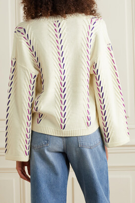 KING & TUCKFIELD Embroidered Merino Wool Sweater - White