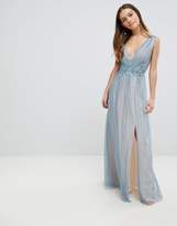 Thumbnail for your product : Little Mistress Petite Full Tulle Maxi Dress With Embroidery