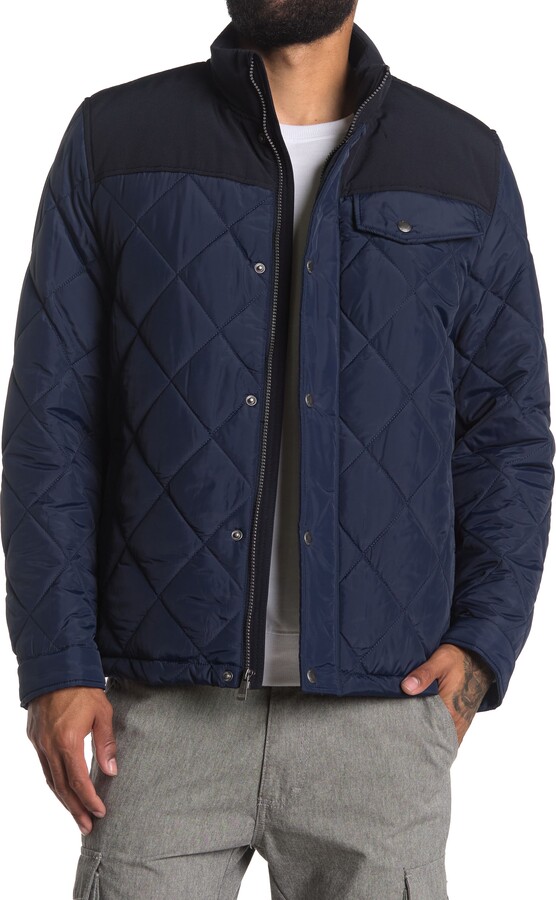 Cole Haan Mixed Media Faux Shearling Lined Diamond Quilted Jacket