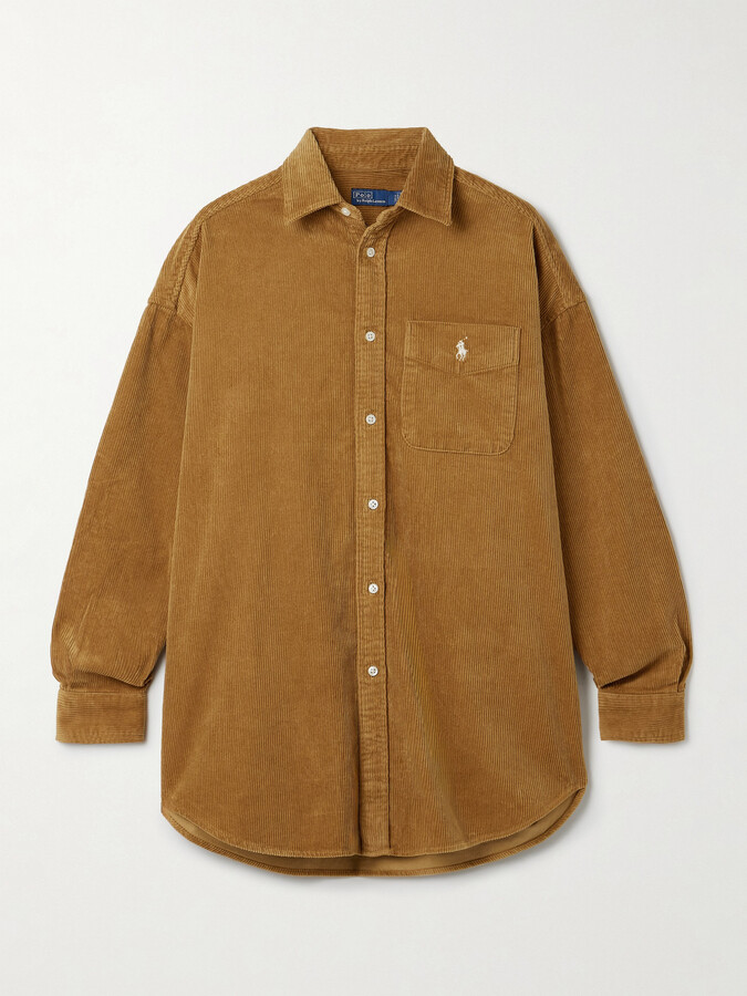 Polo Ralph Lauren Embroidered Cotton-corduroy Shirt - Brown