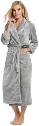 Ultrasoft Ekouaer Women's Men's Flannel Robe Ultra-Soft Plush Microfiber Bathrobe