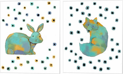 Redwood Rover Rabbit & Fox By Judi Bagnato, Canvas Art (Set Of 2)