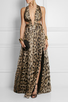 Thumbnail for your product : Roberto Cavalli Cutout leopard-print silk-chiffon gown