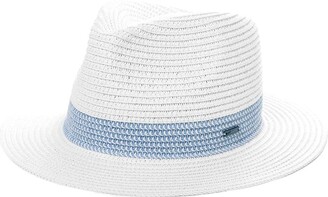 Jeff & Aimy Women Packable Straw Fedora Panama Sun Summer Beach Derby Hat Small Head for Men Medium White Beige