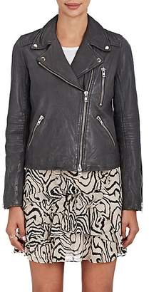 Barneys New York Women's Leather Moto Jacket - Charcoal