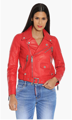 DSQUARED2 Red Biker Leather Jacket S (IT 40) - ShopStyle
