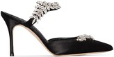 Thumbnail for your product : Manolo Blahnik Lurum 90mm crystal- embellished satin mules