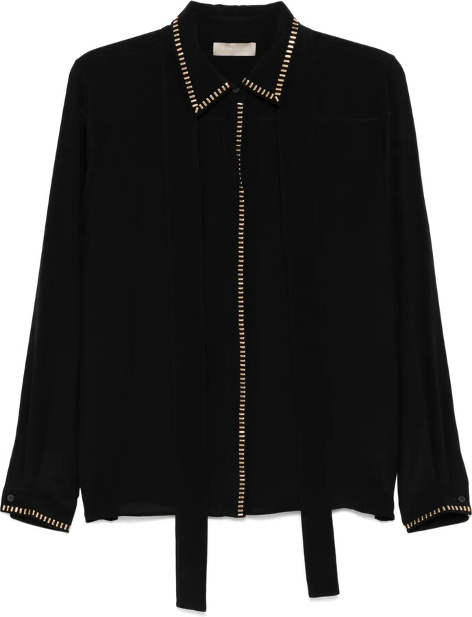 Elie Saab Stud-Embellished Silk Shirt