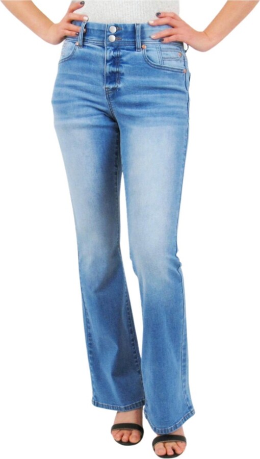 Indigo Poppy Postpartum Bootcut Jeans with front and back pocket detail