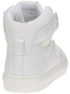 Versace New Mens White Saddle Branded Hi-Top Leather Trainers Mono