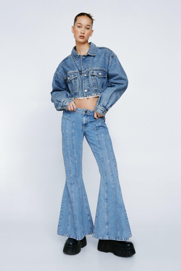 Petite Denim High Waisted Flared Jeans