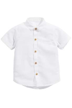 Next Boys White Short Sleeve Linen Rich Shirt (3mths-6yrs)