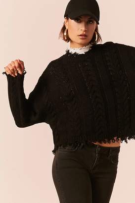 LOVE21 LOVE 21 Frayed Cable Knit Sweater