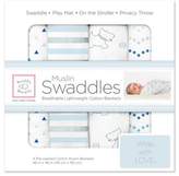 Thumbnail for your product : Swaddle Designs 4-Pack Scottie Doggie Muslin Swaddles in White/Blue