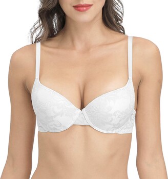 Deyllo Women's Embroidered Lace Unlined Bra Plus Size 1/2 Cup Demi