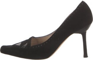 Manolo Blahnik Suede Lasercut Accents Pumps