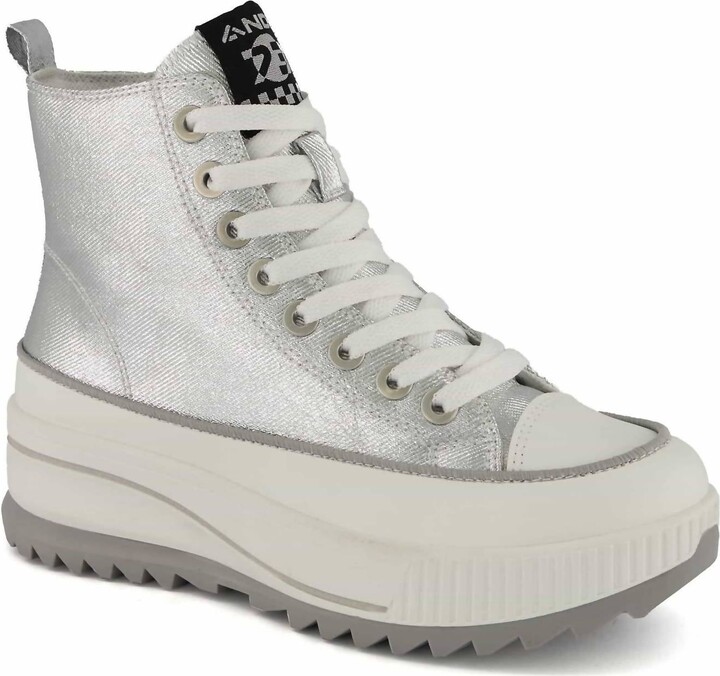 Andrea Women's Platform Metallic Sneaker Booties In Silver