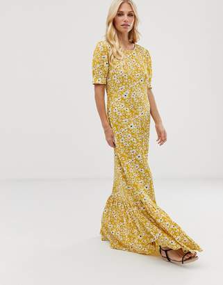 Vila volume sleeve floral maxi dress