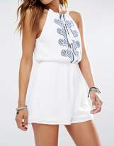 Thumbnail for your product : Missguided Cheesecloth Embroidered Romper