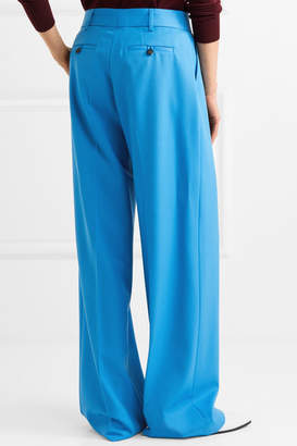 Victoria Beckham Victoria, Cotton-twill Wide-leg Pants - Blue