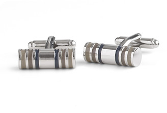 Johnston & Murphy Gray Stripe Cylinder Cufflinks