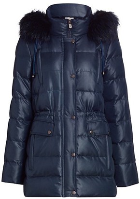 puffer coat with fox fur hood