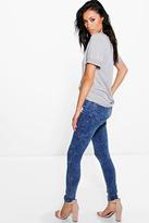 Thumbnail for your product : boohoo Lara High Rise Acid Wash Knee Slit Skinny Jeans