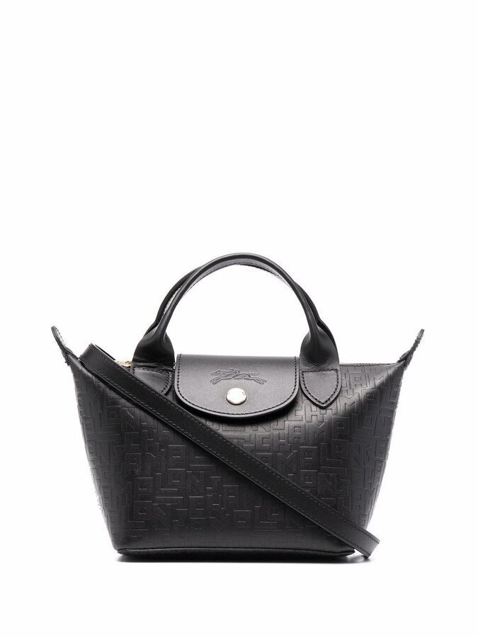 Longchamp mini Le Pliage LGP logo-embossed leather tote bag