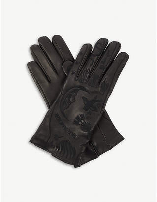 Gucci Palm-embossed leather gloves