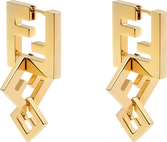 Fendi Leather 'F is Fendi' Two-Tone Hoop Earrings - Red, Gold-Tone Metal  Hoop, Earrings - FEN284618