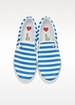 Thumbnail for your product : Moschino Blue and White Striped Canvas Slip-On