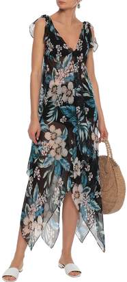 Diane von Furstenberg West Draped Floral-print Silk-chiffon Maxi Dress