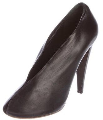 Celine Leather Peep-Toe Booties