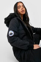 Thumbnail for your product : boohoo Petite Luxe Faux Fur Hood Sporty Cropped Coat