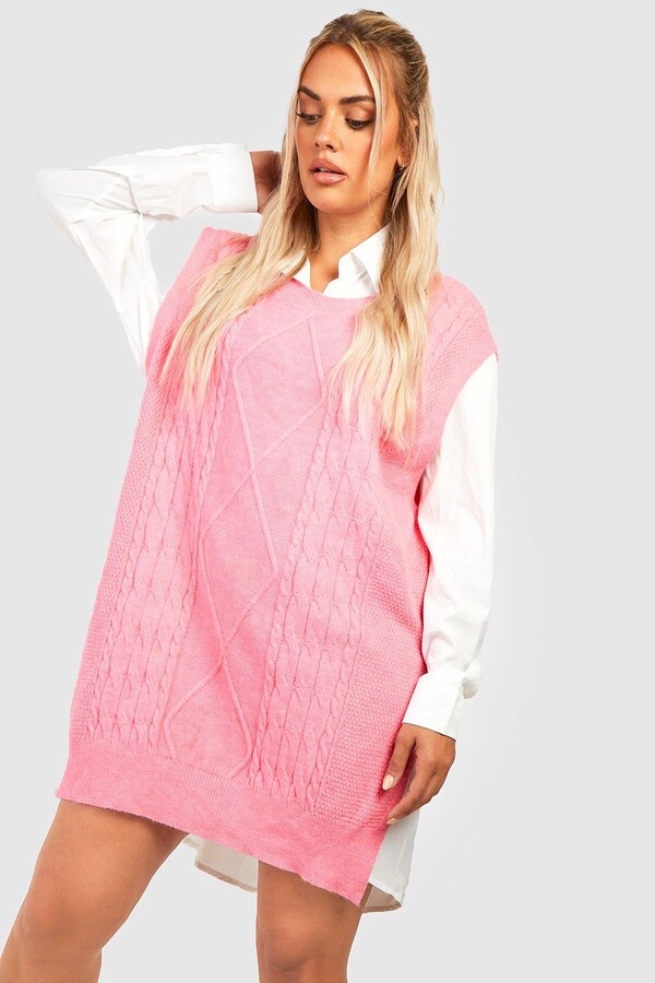 boohoo Plus Knitted Vest In Shirt Dress ShopStyle